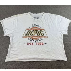 Original Retro Brand T Shirt Women‎ M White AC DC 1976 Tour Print Short Sleeve